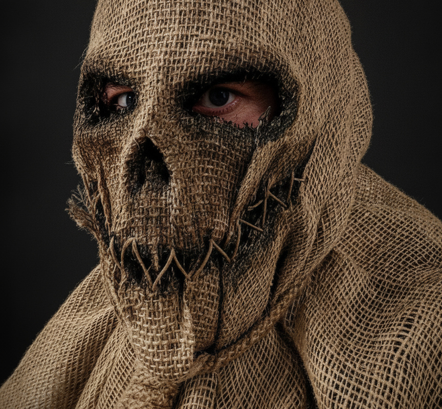 Scarecrow Mask with stitched mouth