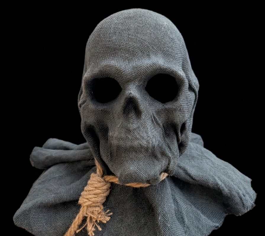 Black Burlap Scarecrow Skull Mask